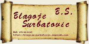 Blagoje Šurbatović vizit kartica